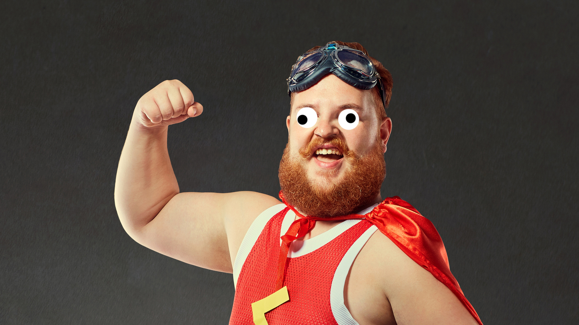 A superhero with a big ginger beard 