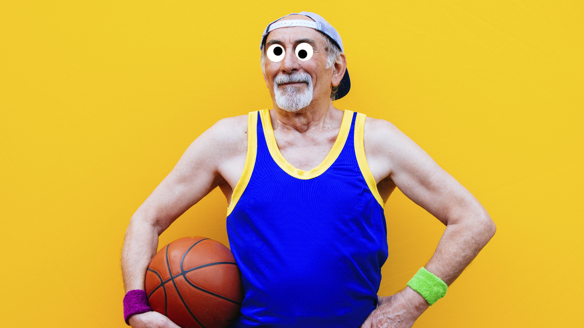An elderly basketball player