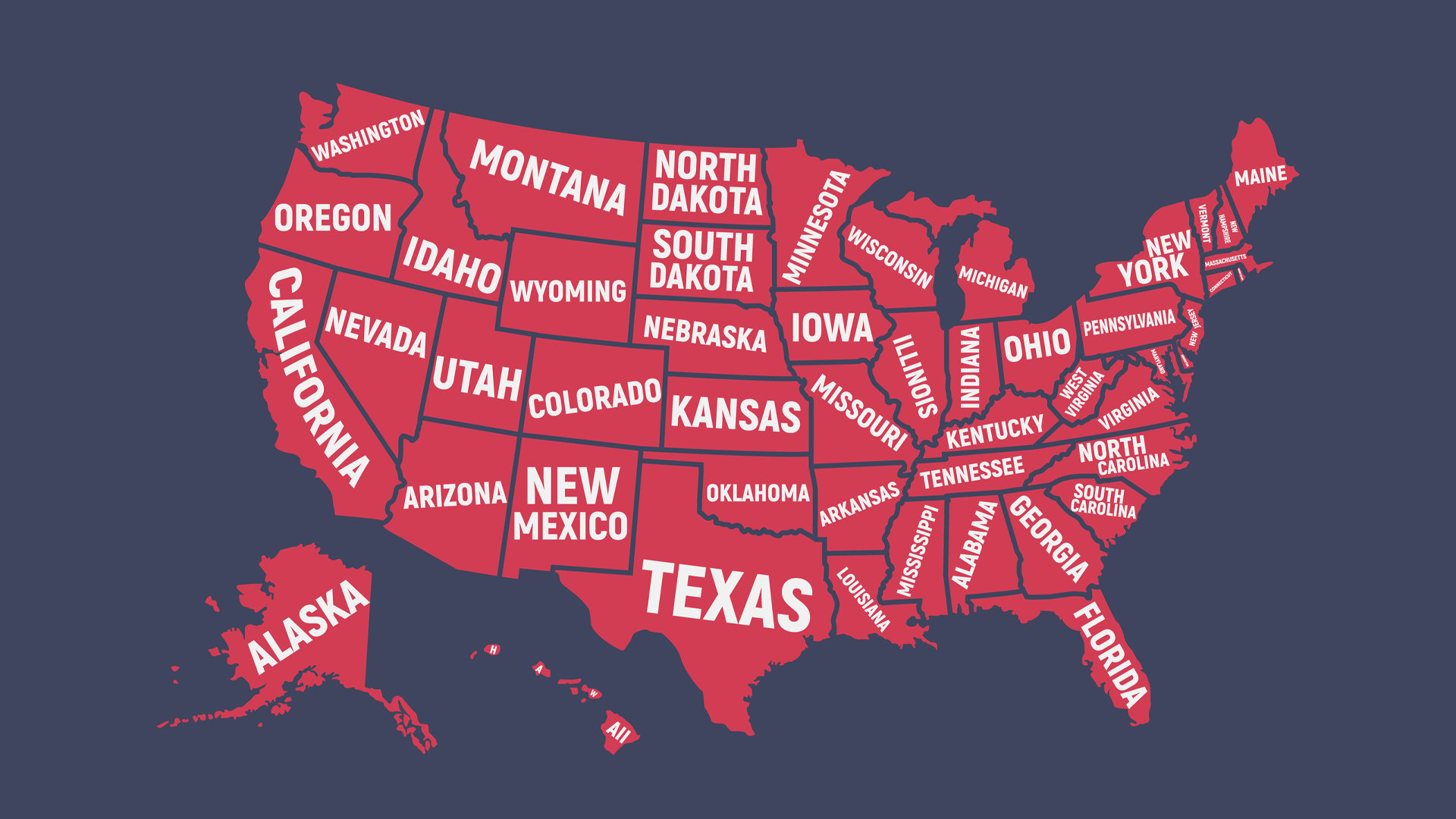 A map of America depicting all the states