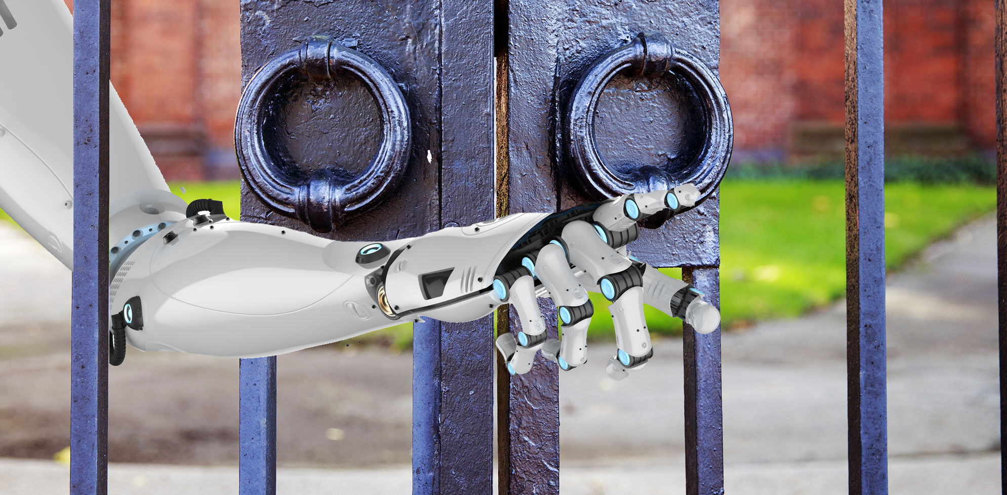 A robot opening the school gates