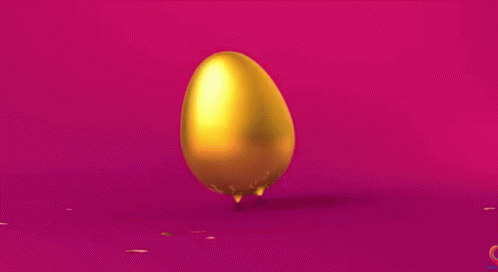A golden egg walking around