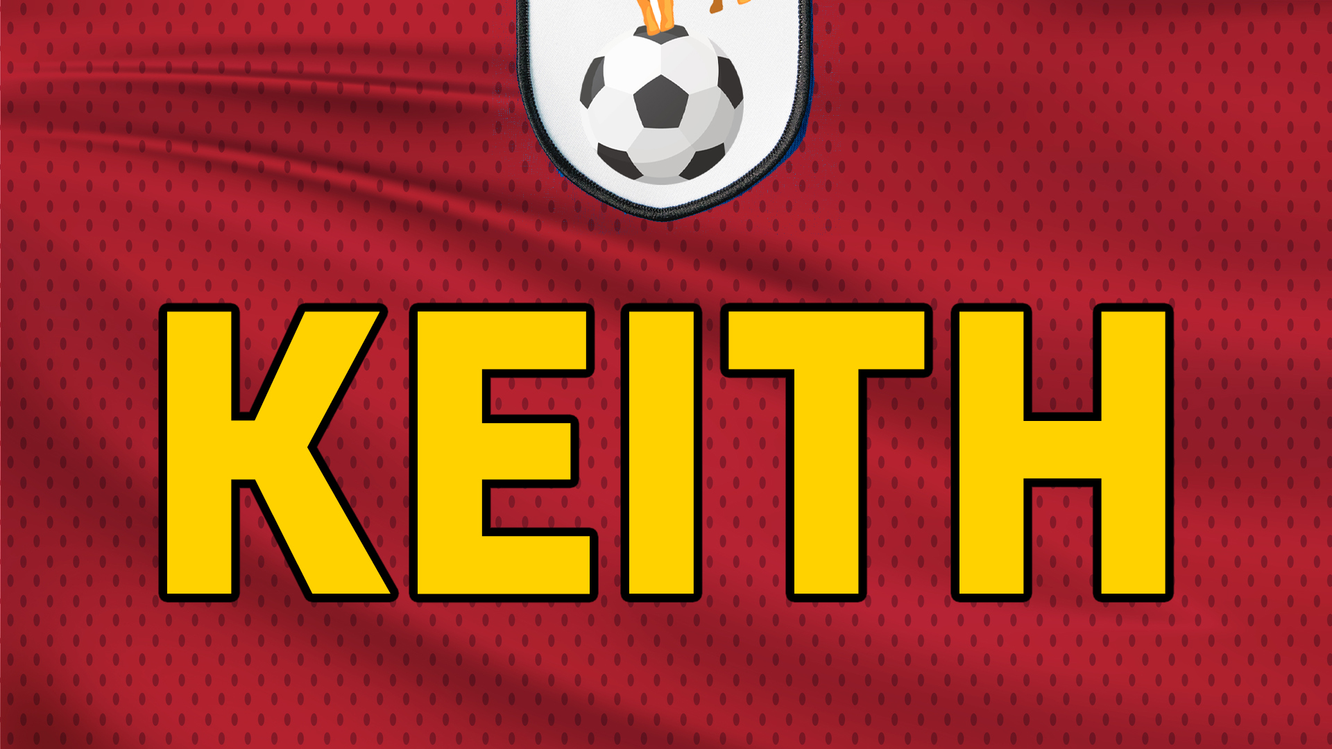 A football shirt bearing the name of the team's sponsor – Keith!
