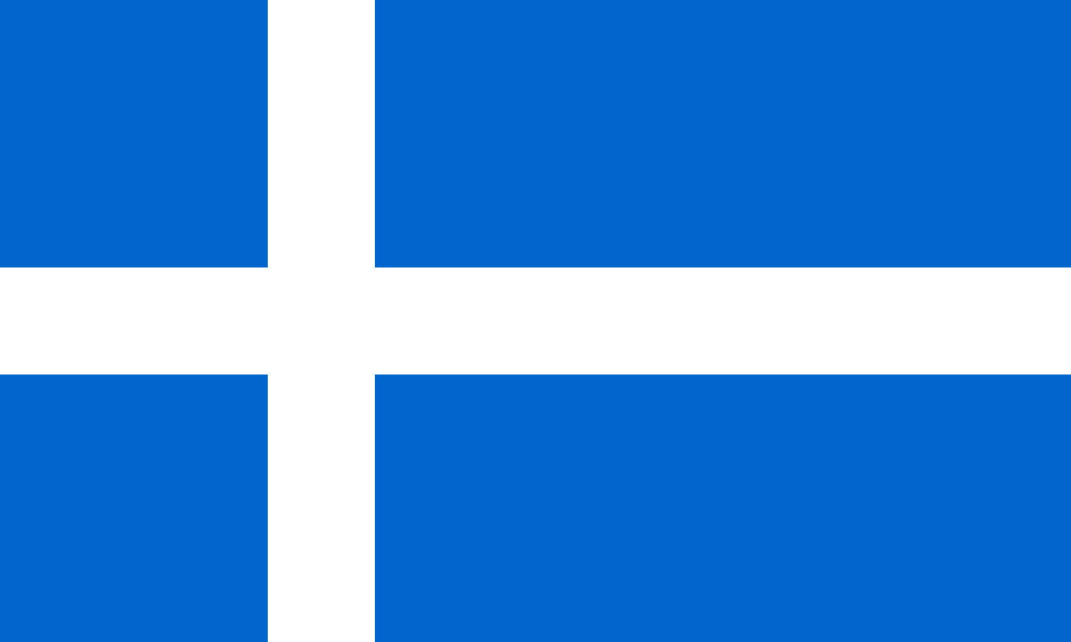 A blue flag with a white cross