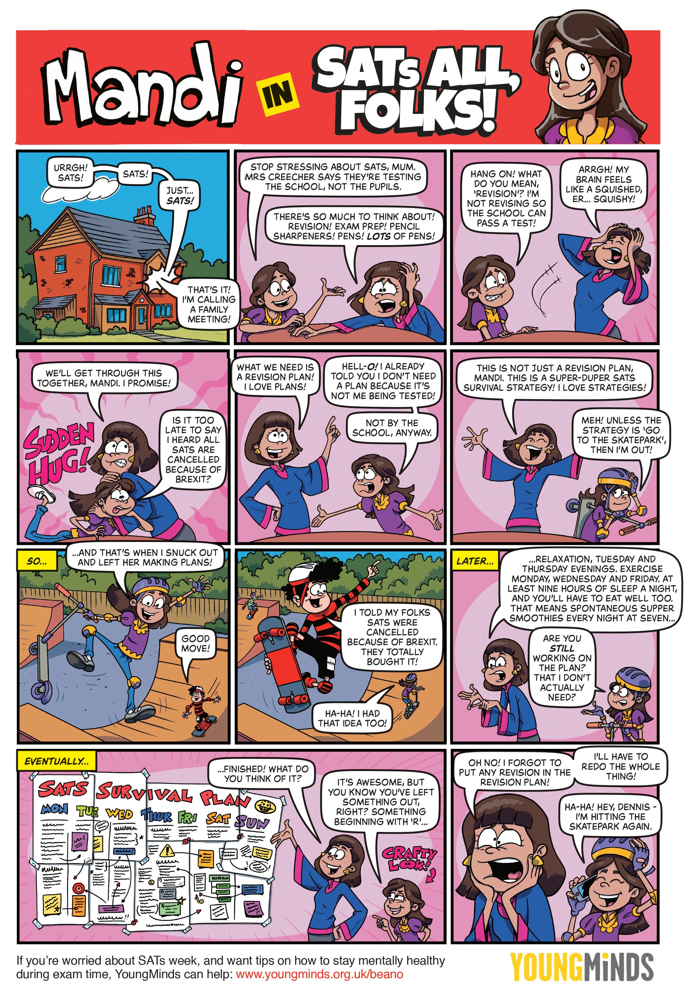 Beano and YoungMinds teamed up to craete SATs All, Folks! - a comic strip about how to avoid SATs worry!