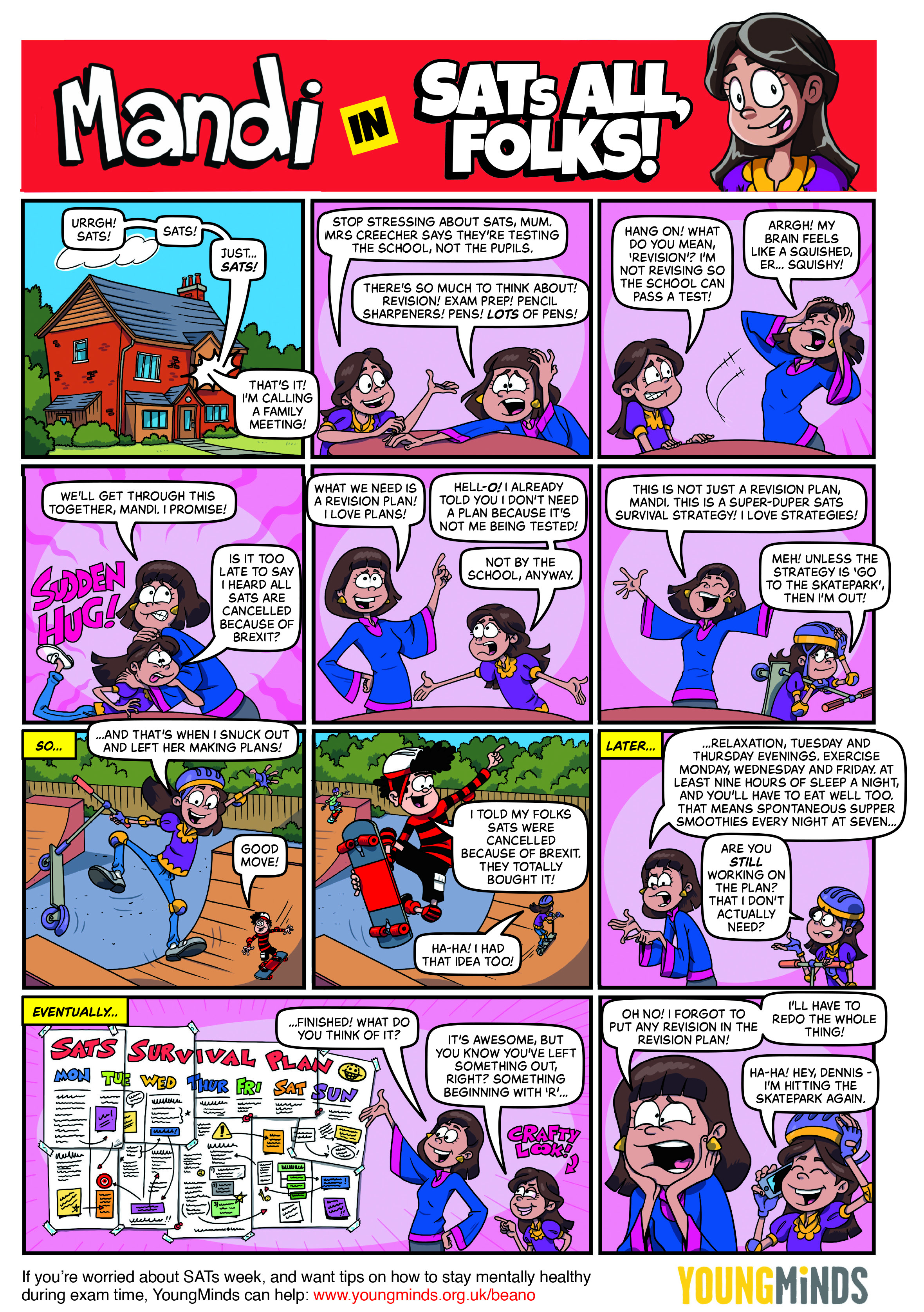 Beano and YoungMinds teamed up to craete SATs All, Folks! - a comic strip about how to avoid SATs worry!