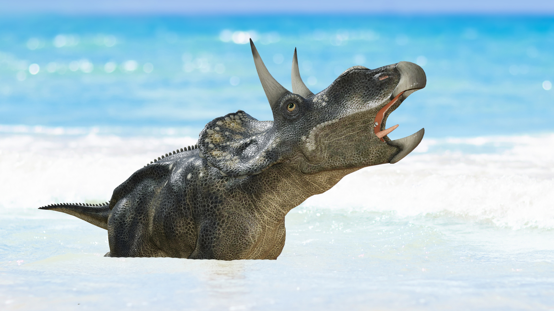 Dinosaur at the beach