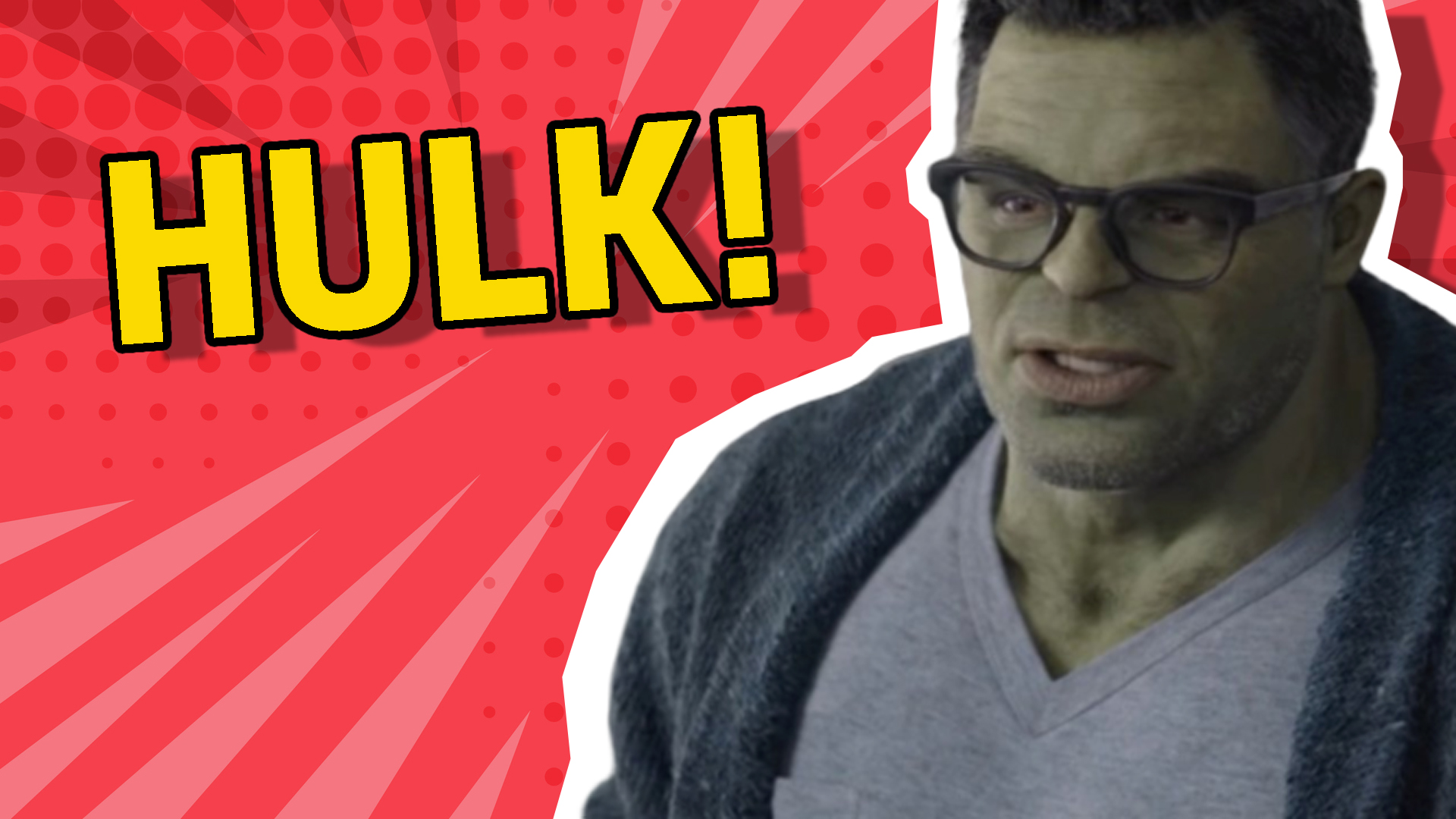Hulk wearing a cardigan and glasses