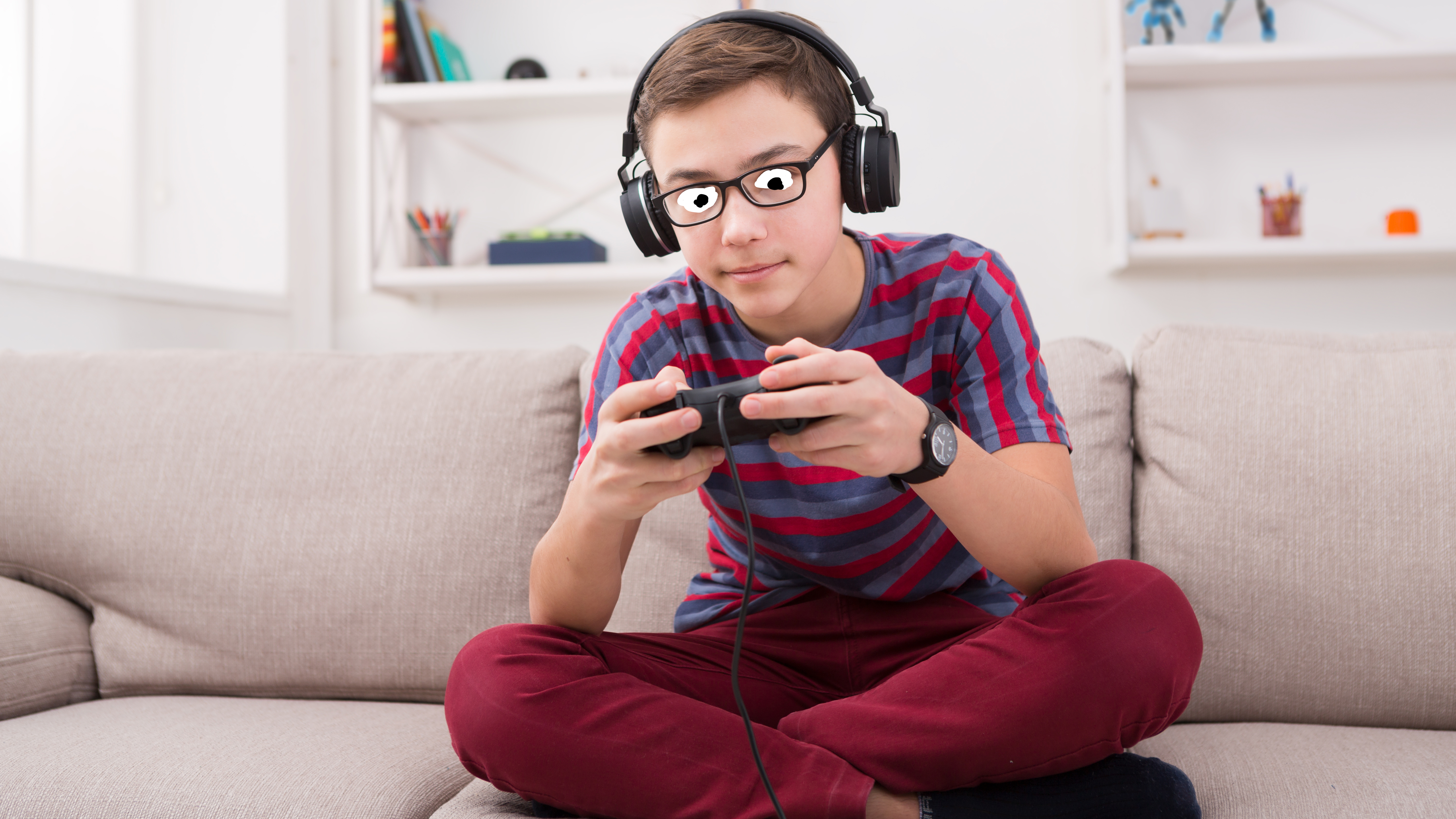 Kid playing a video game