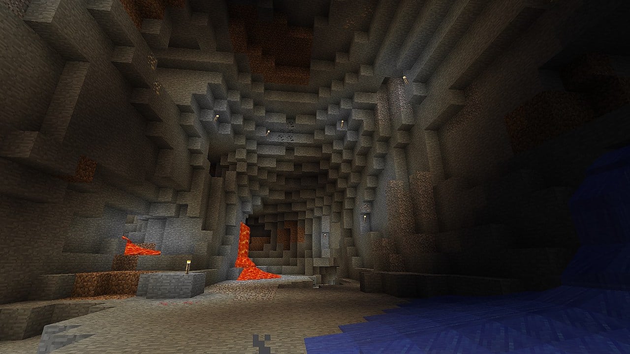 A cave in Minecraft