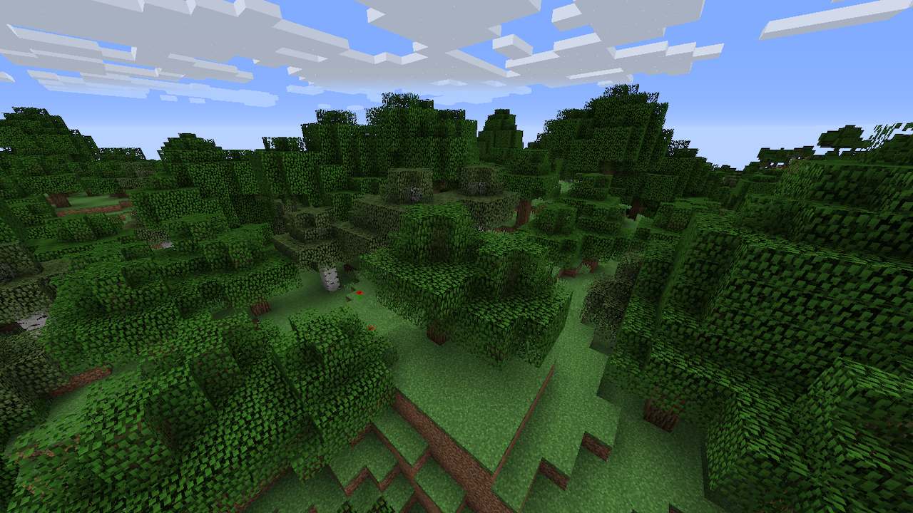 A forest in Minecraft