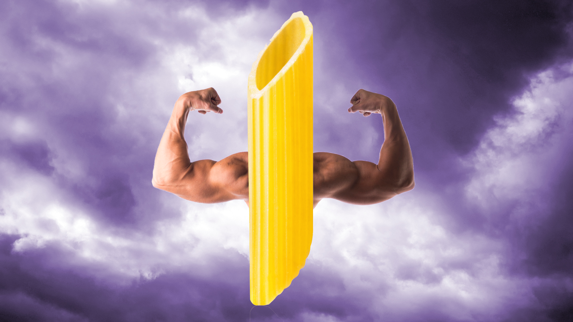 Pasta tube with big strong muscles