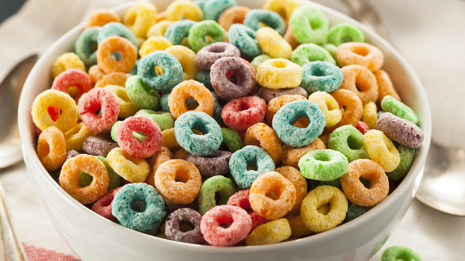 A bowl of colourful cereal