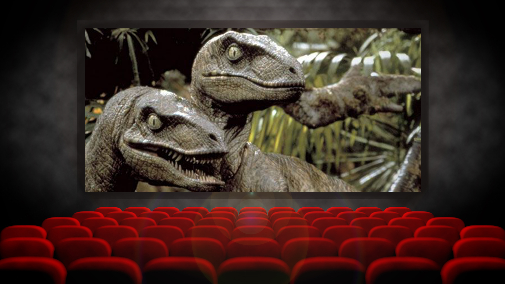 Jurassic Park playing on a big cinema screen