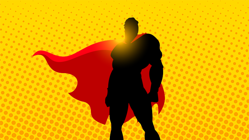 A silhouette of Superman