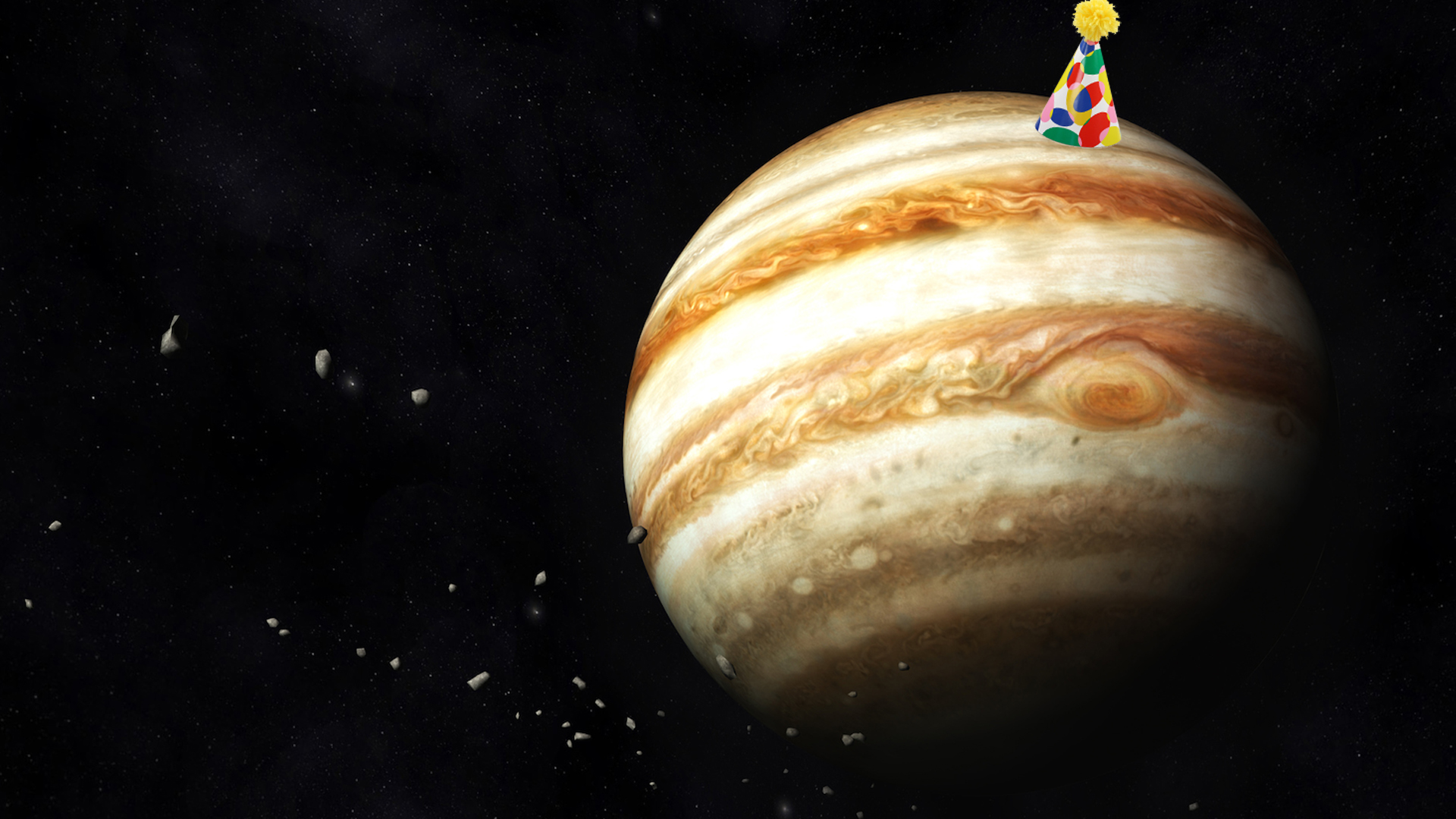 Jupiter in a party hat