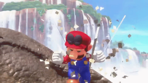 Super Mario celebrating