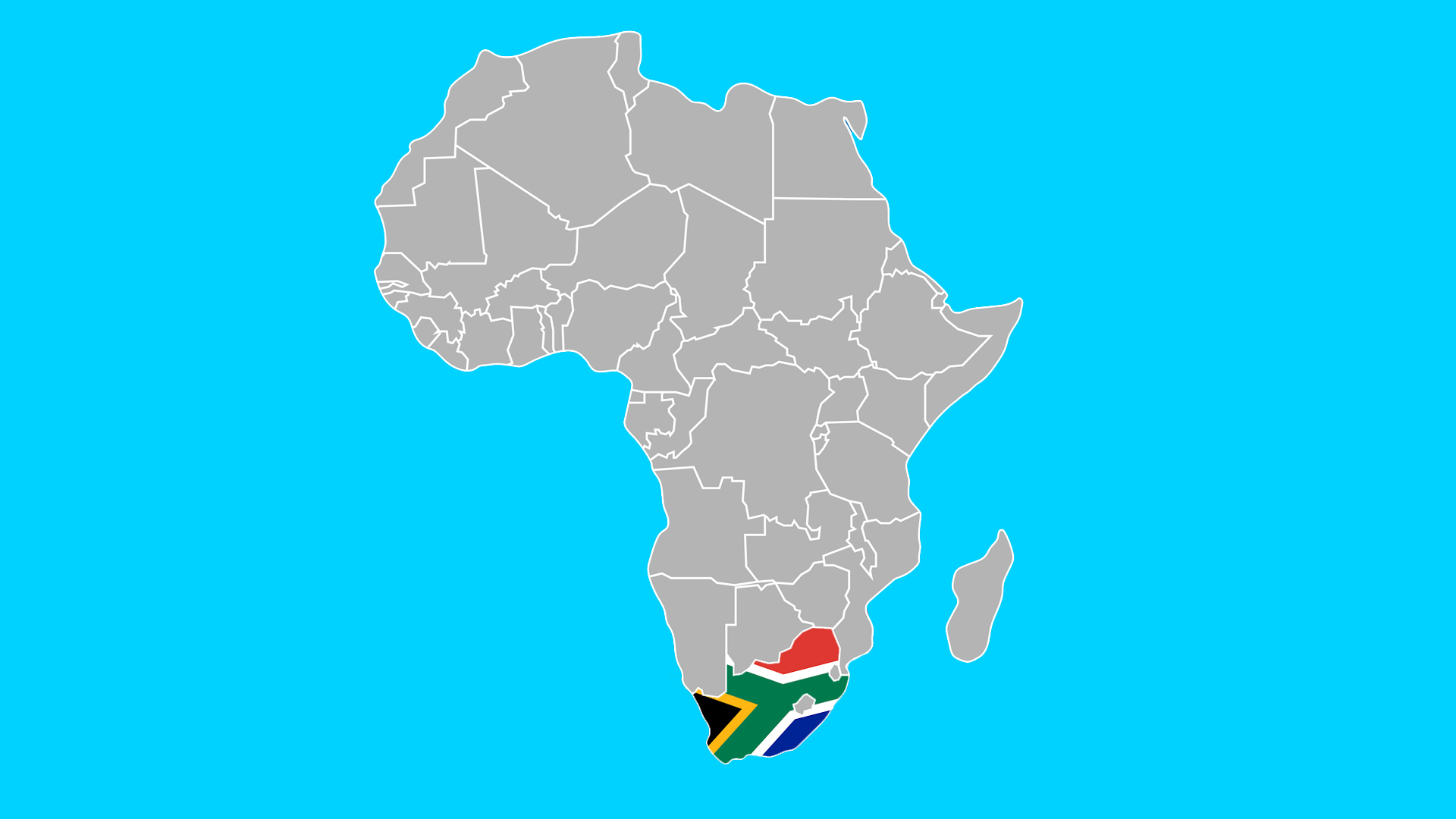 A map of Africa, with South Africa highlighted 