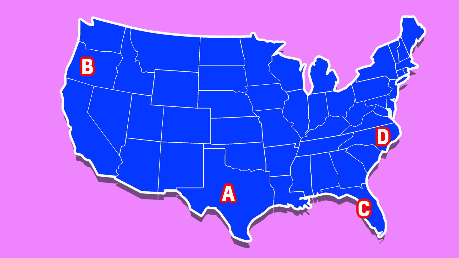 A map of the USA – but where is Florida?