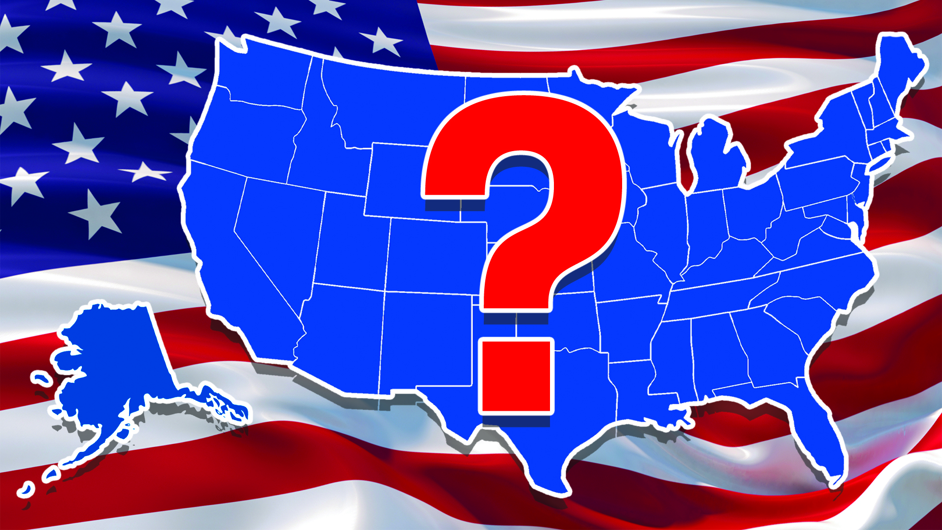 Map of U.S. with question mark in front