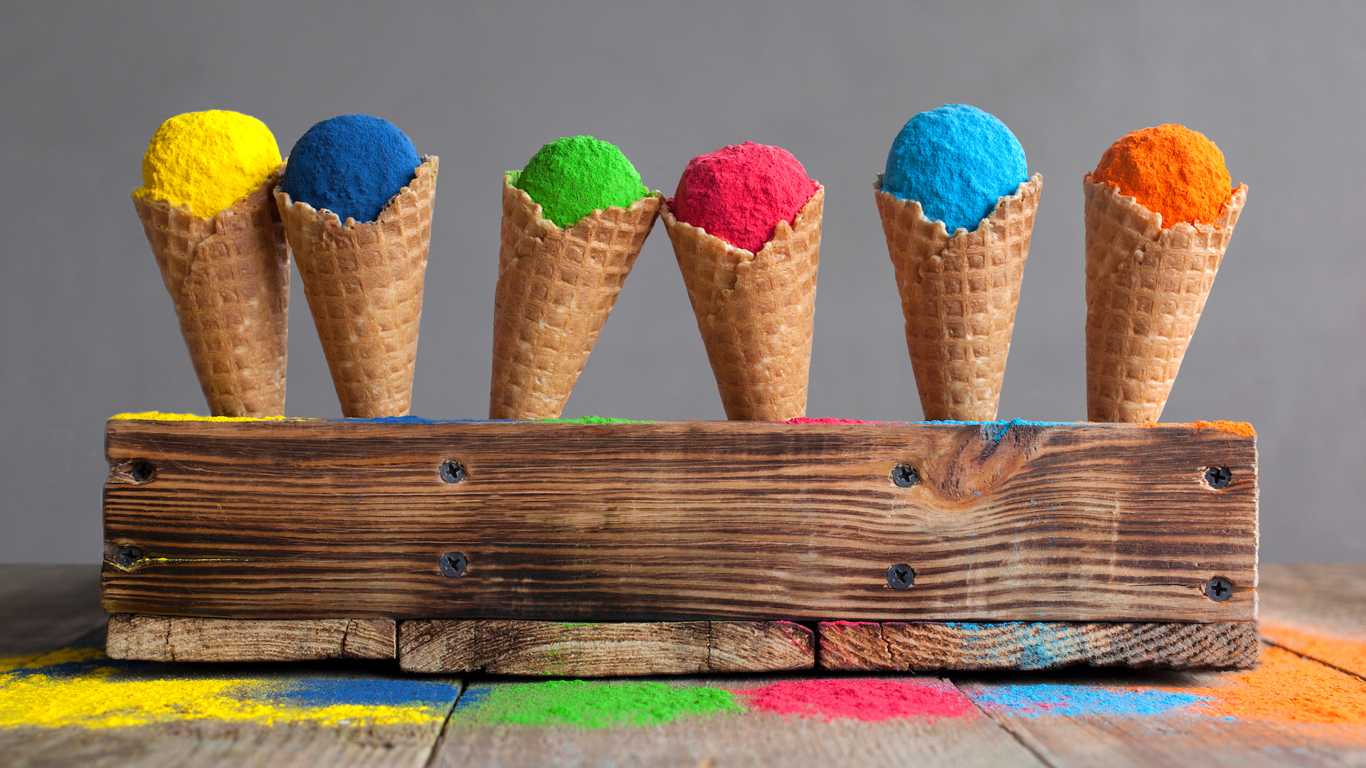 Colourful ice cream cones