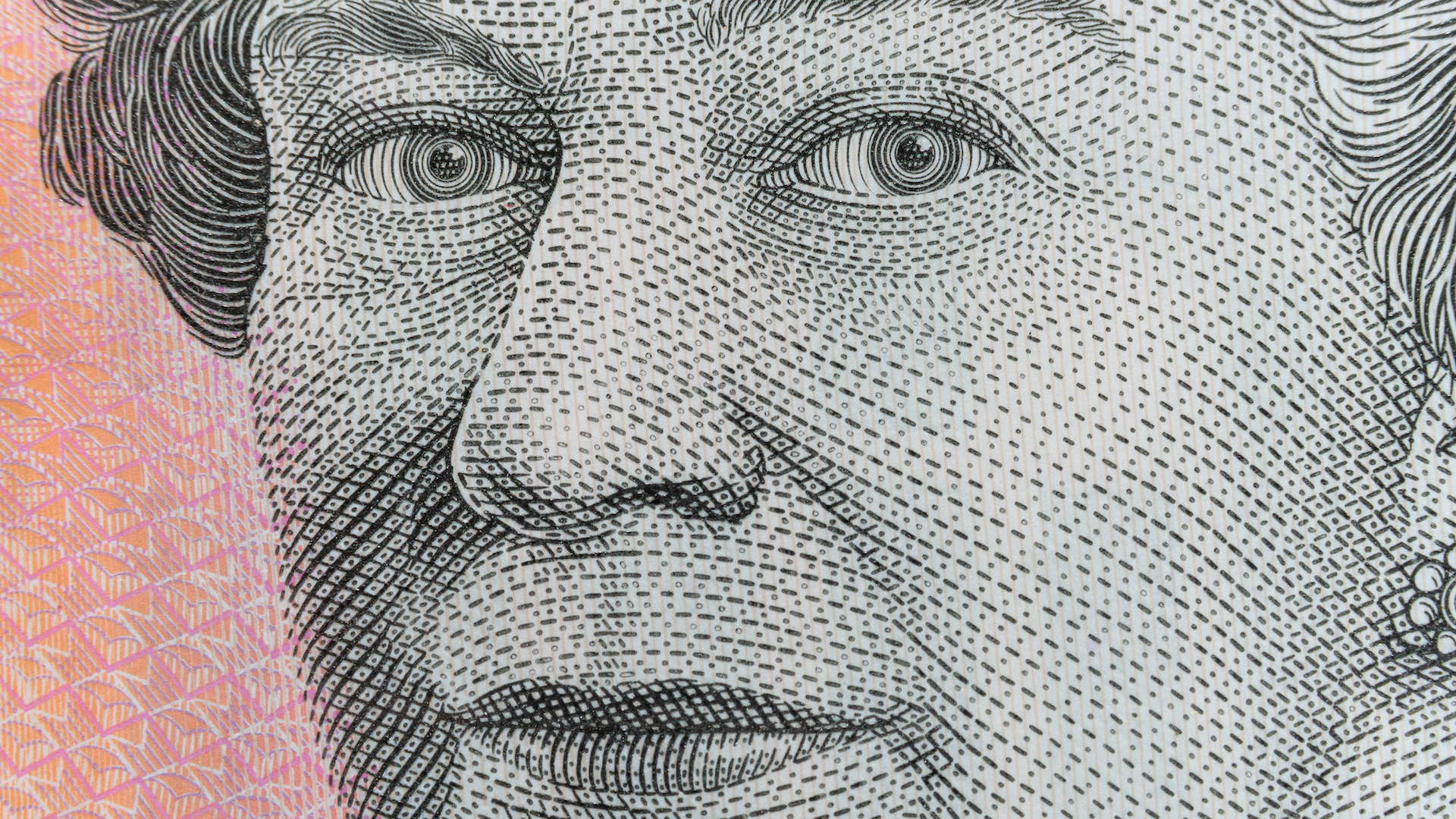 A close-up of a £10 note