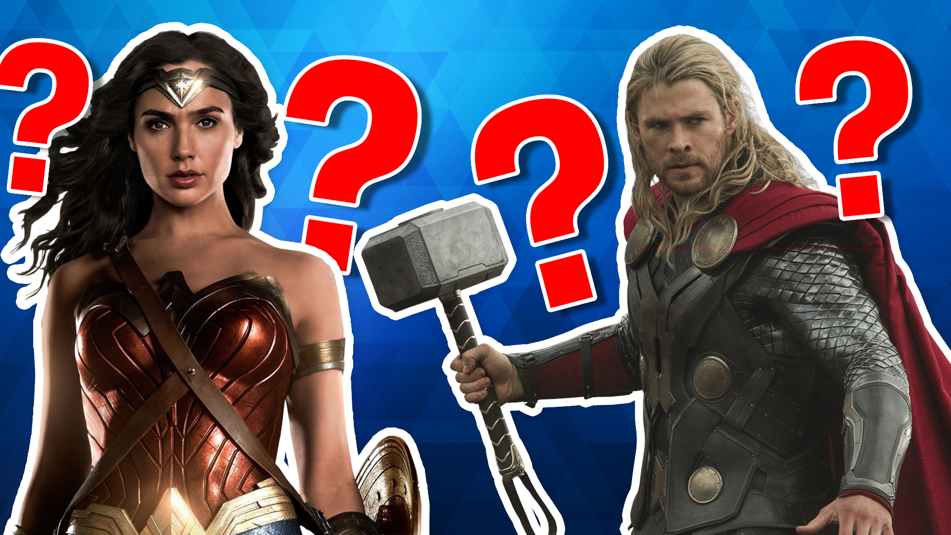 Superhero quiz image featuring Wonder Woman and Thor