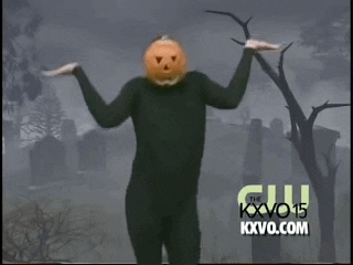 A dancing pumpkin on US TV station KXVO 15