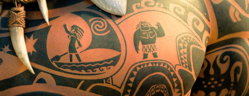 A close-up of Maui's tattoo