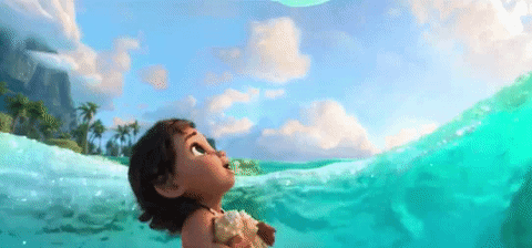 Baby Moana playing on the beach
