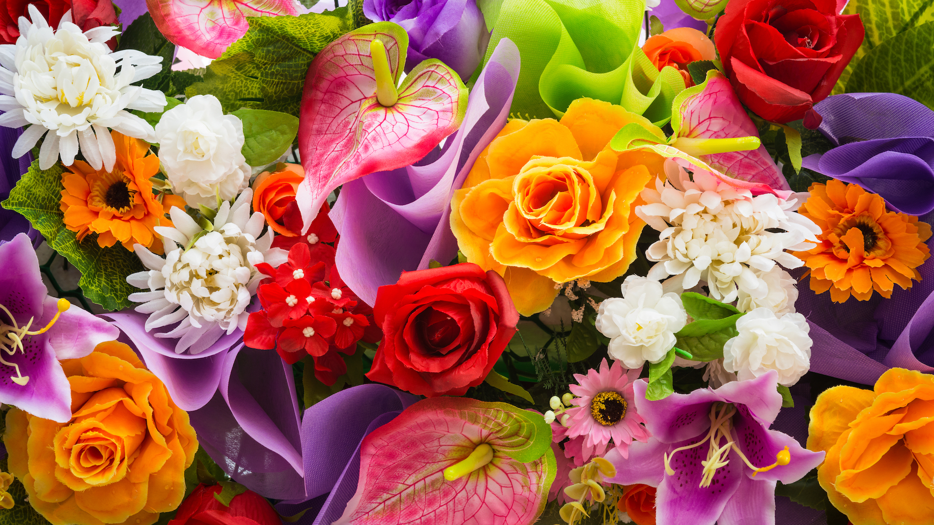 A colourful display of fresh flowers