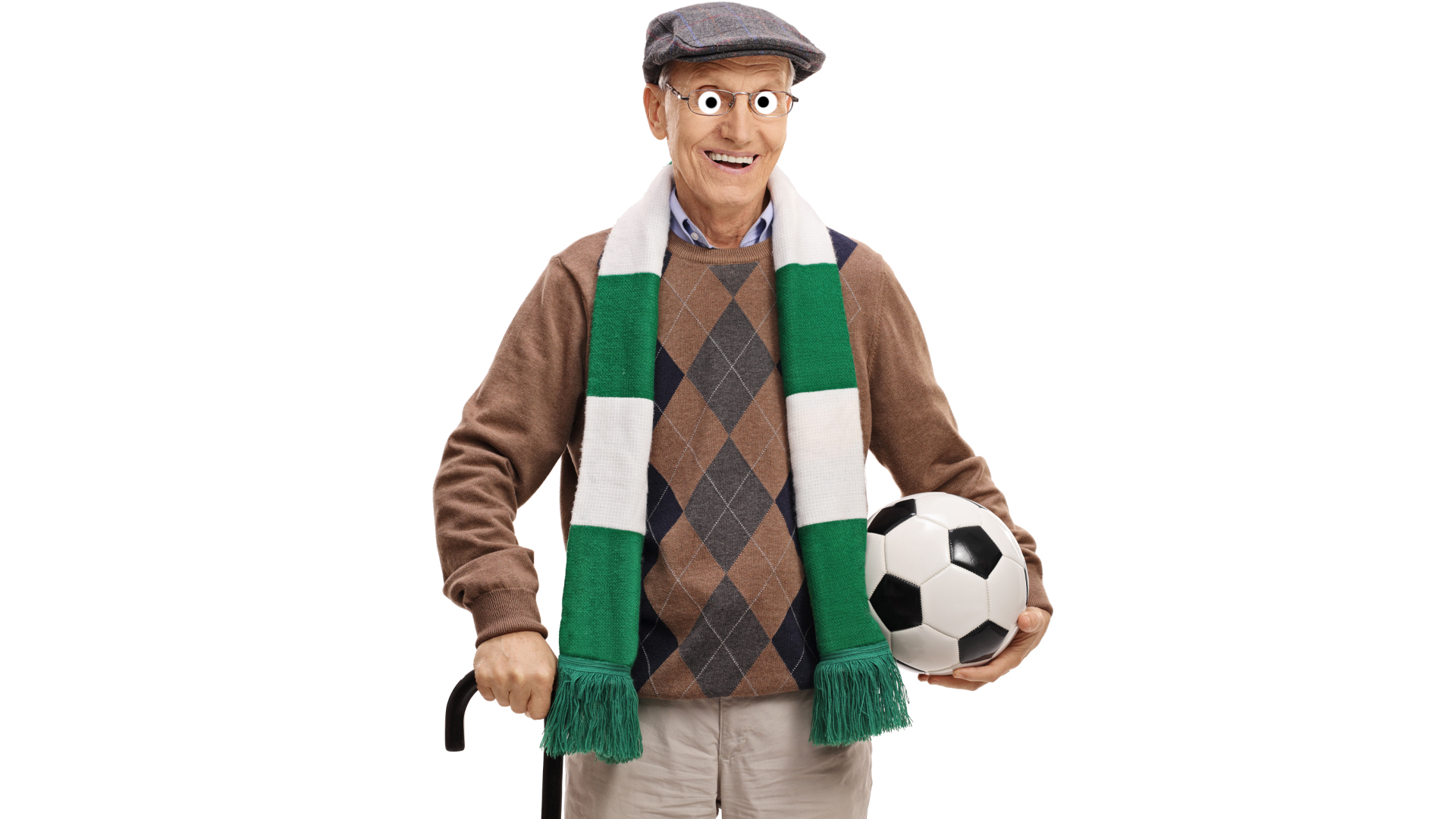 An elderly football fan