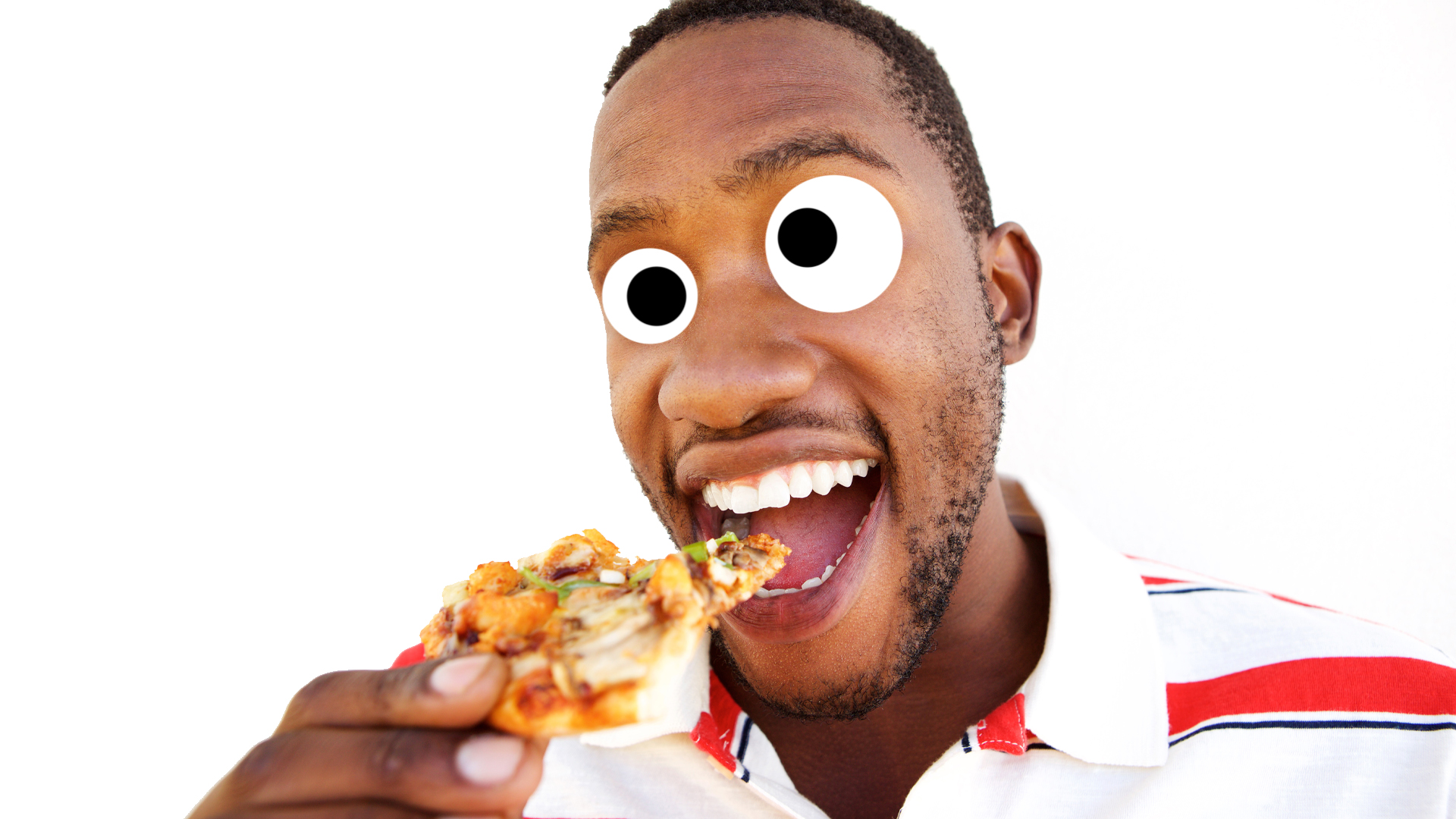 A man eating a slice of pizza