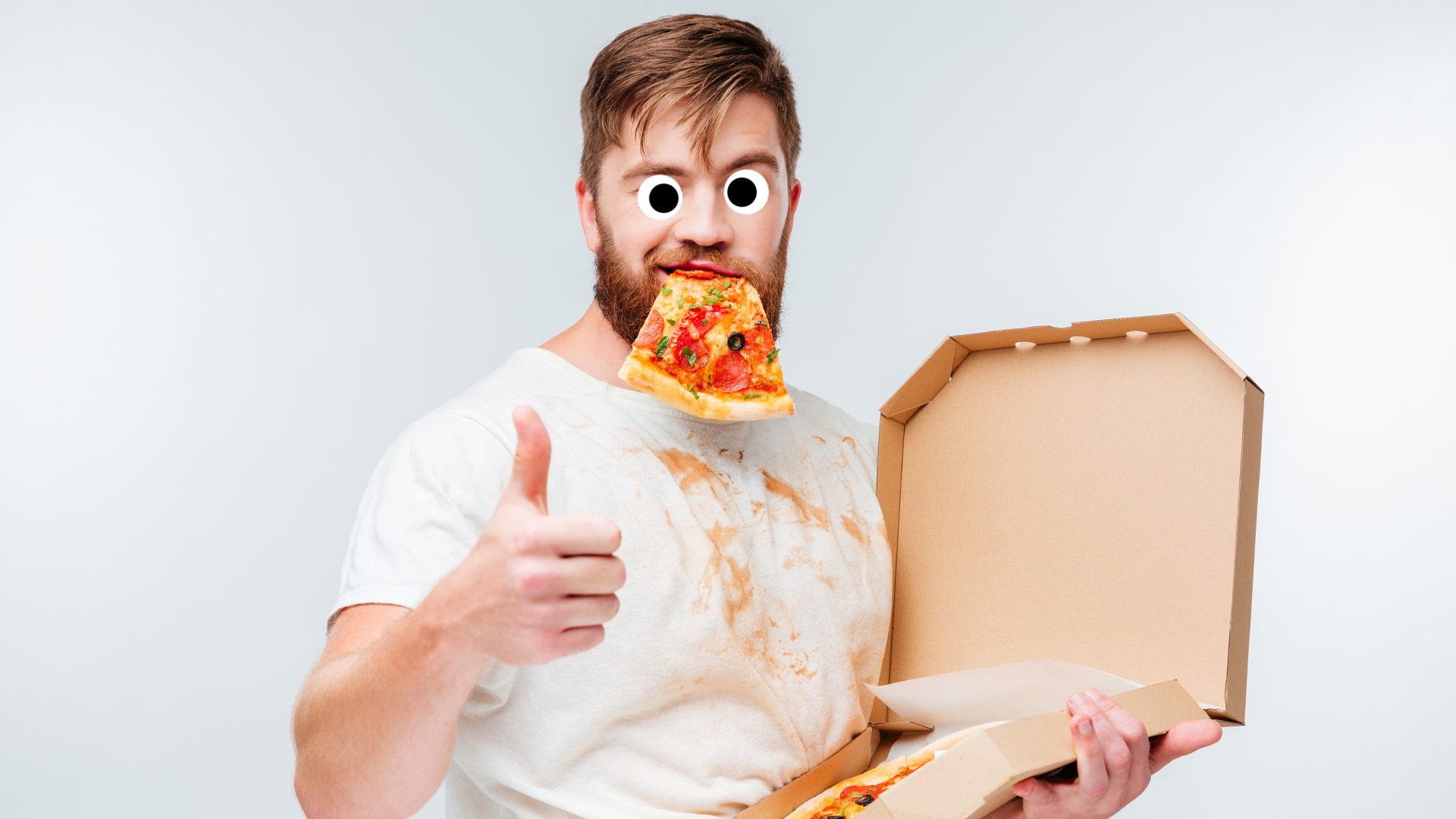 A man eating a pizza