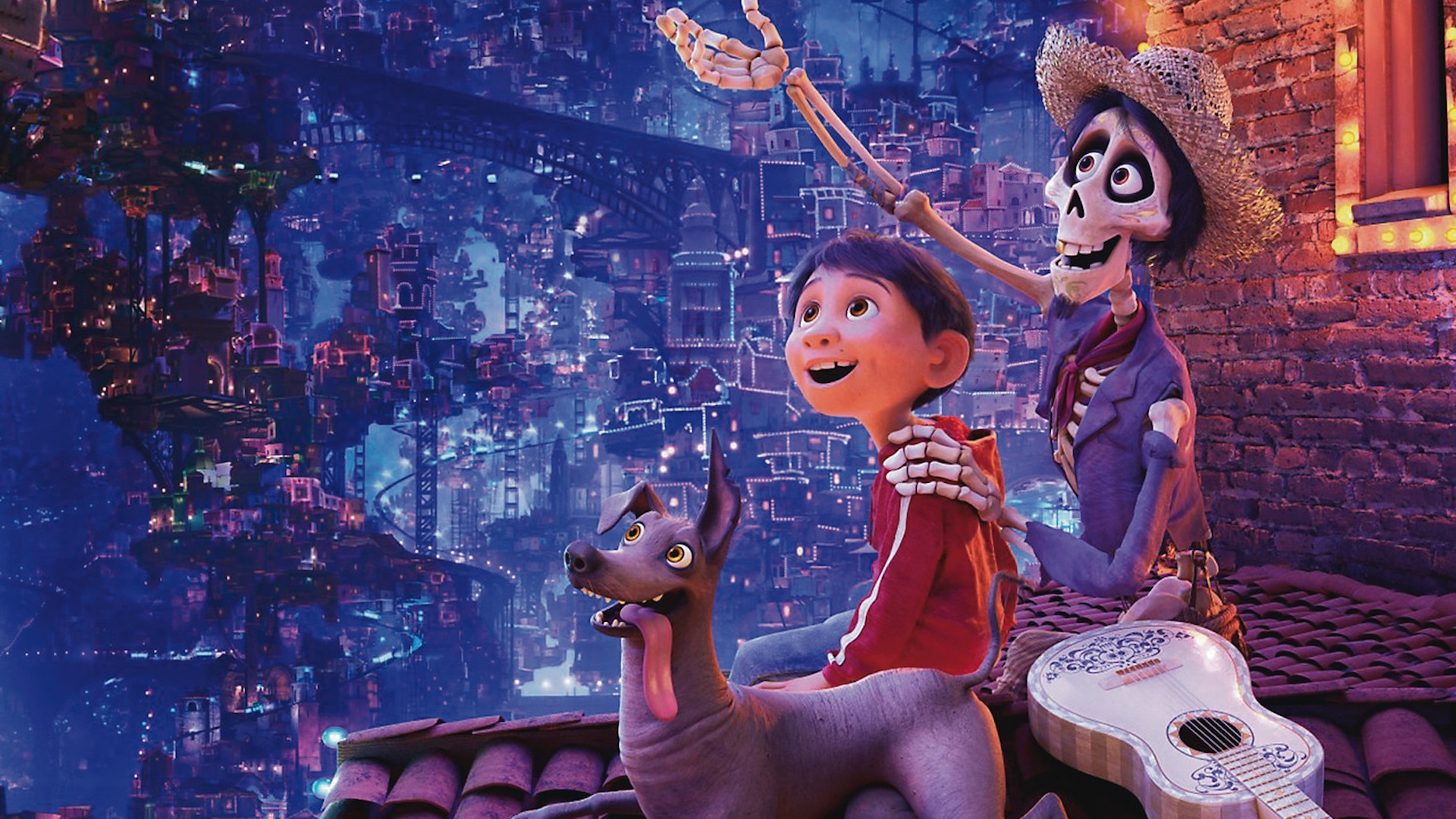 A scene from the Pixar movie, Coco