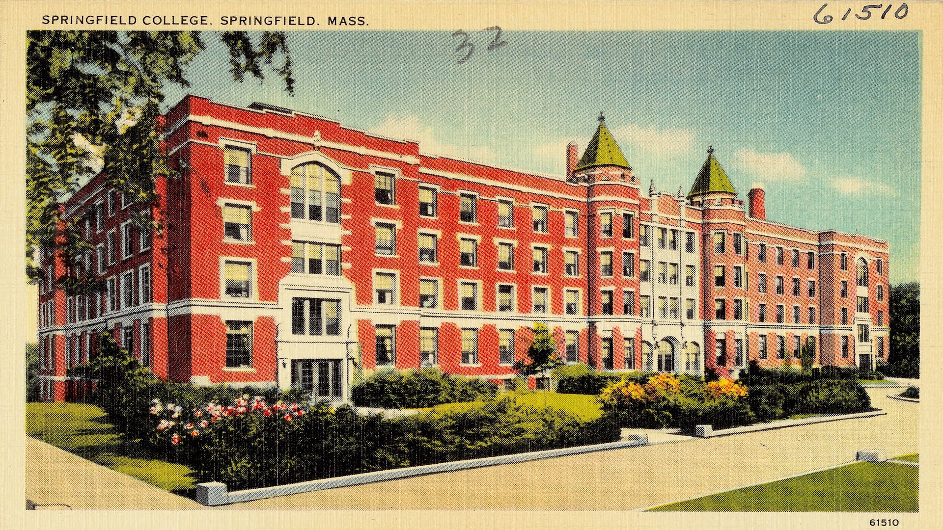 Historic postcard of Springfield College