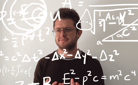A man surrounded by equations