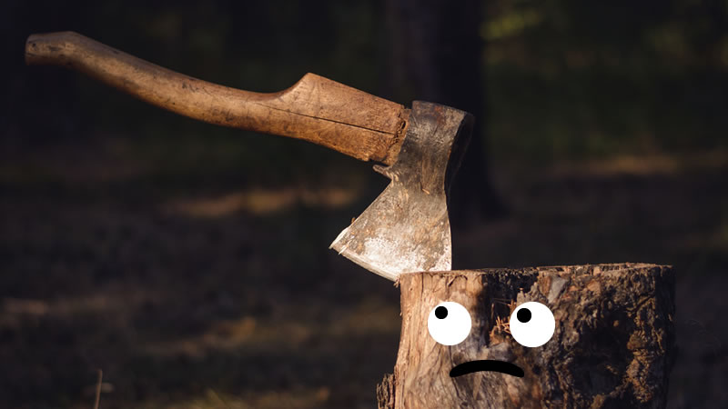 Axe in a sad log