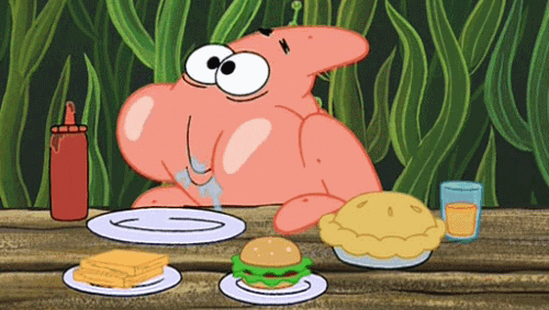 Patrick Star munches on a snack or two