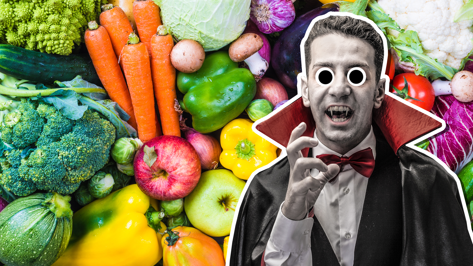 A selection of vegetables and a vampire