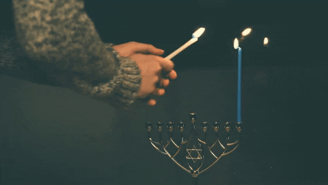 Lighting the menorah