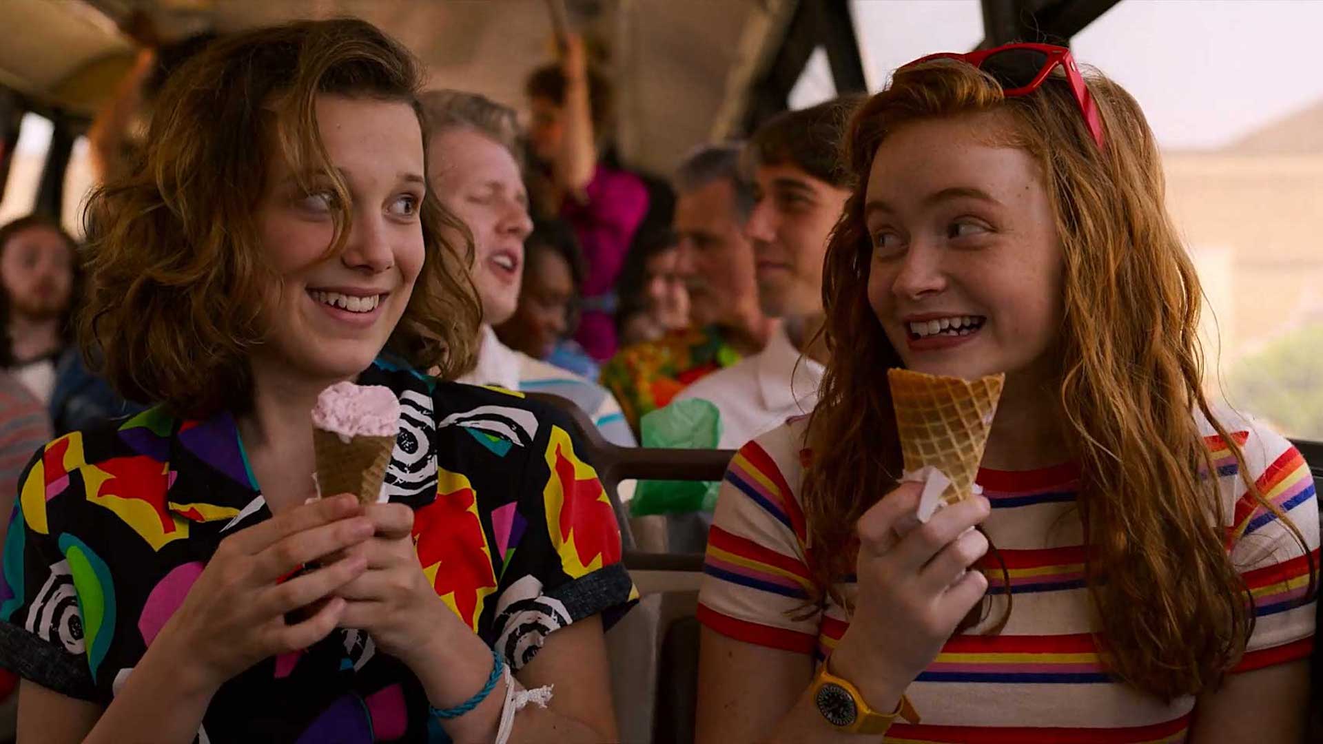 Eleven and Max eating ice cream