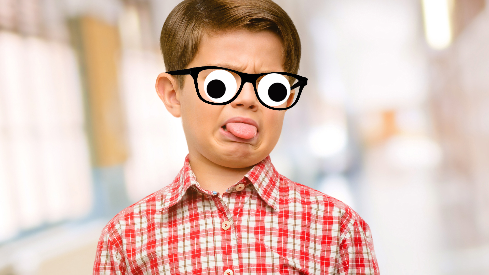 A child sticking their tongue out