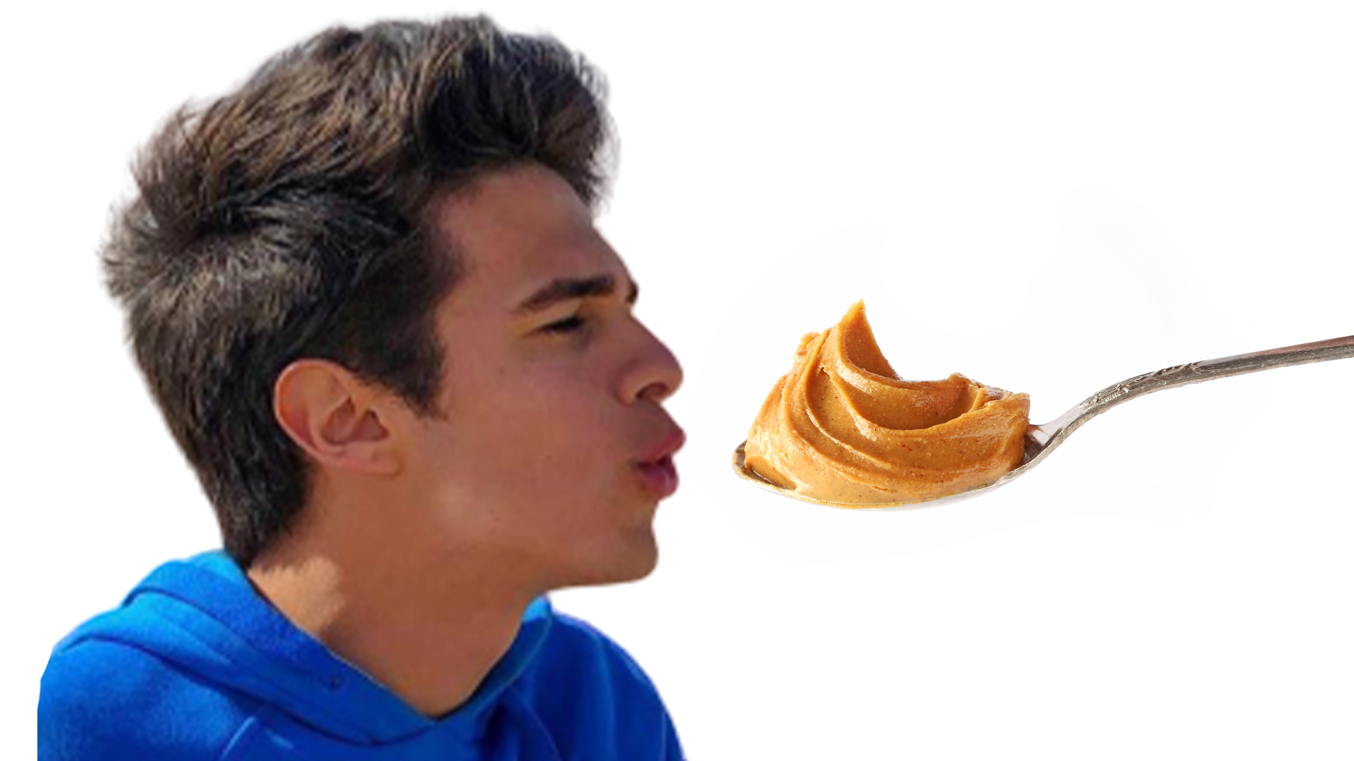 Brent is faced with a spoonful of peanut butter