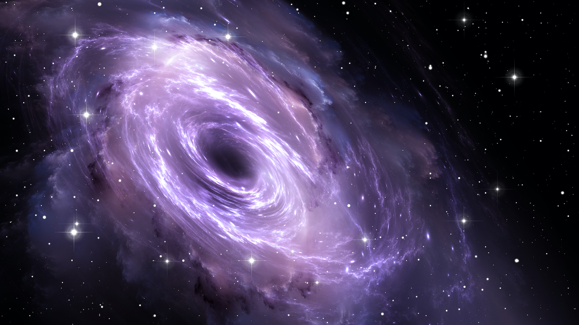 A black hole surrounded by stars