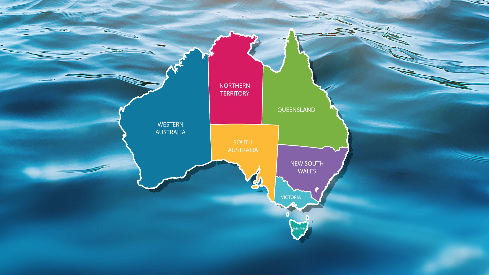 A map of Australia showing the different states