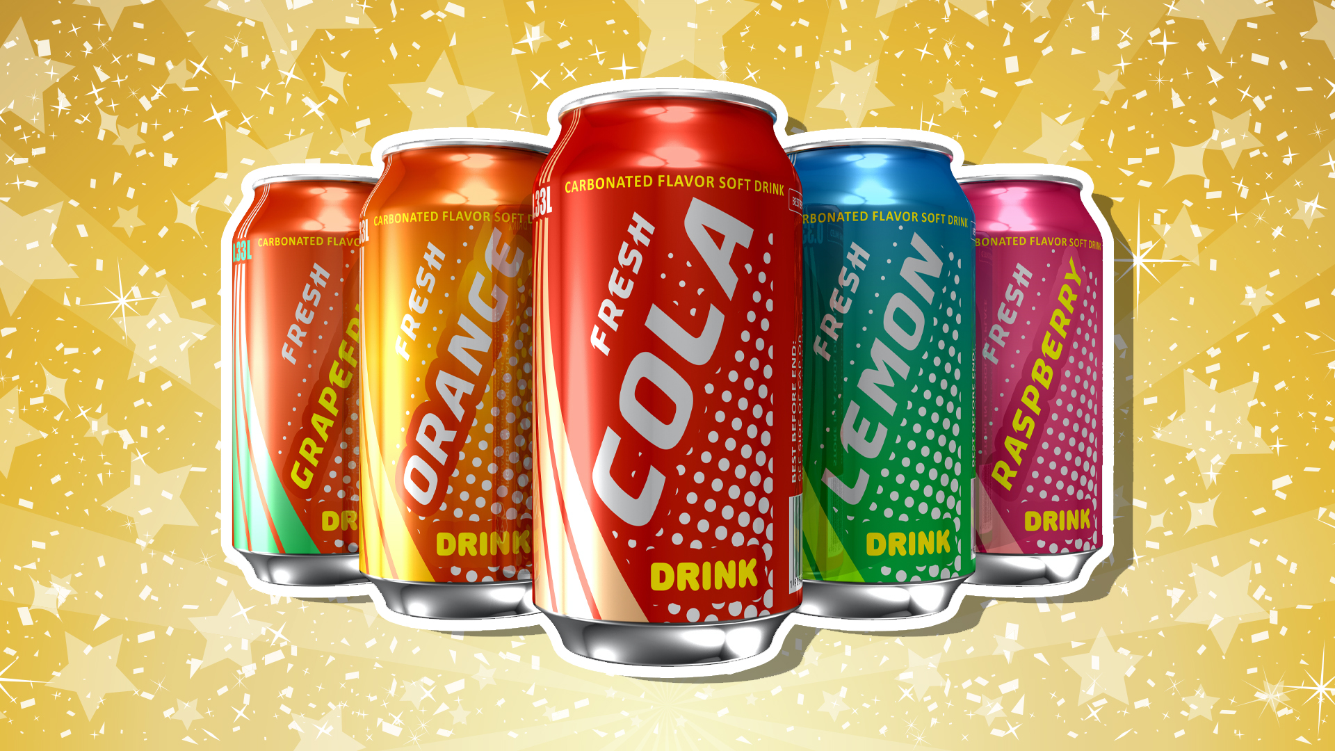 A selection of fizzy drinks
