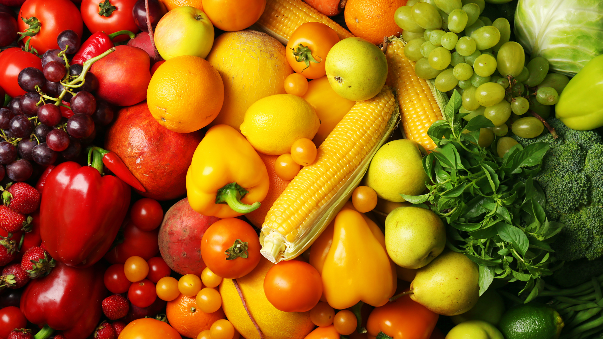 A colourful selection of fruit and vegetables