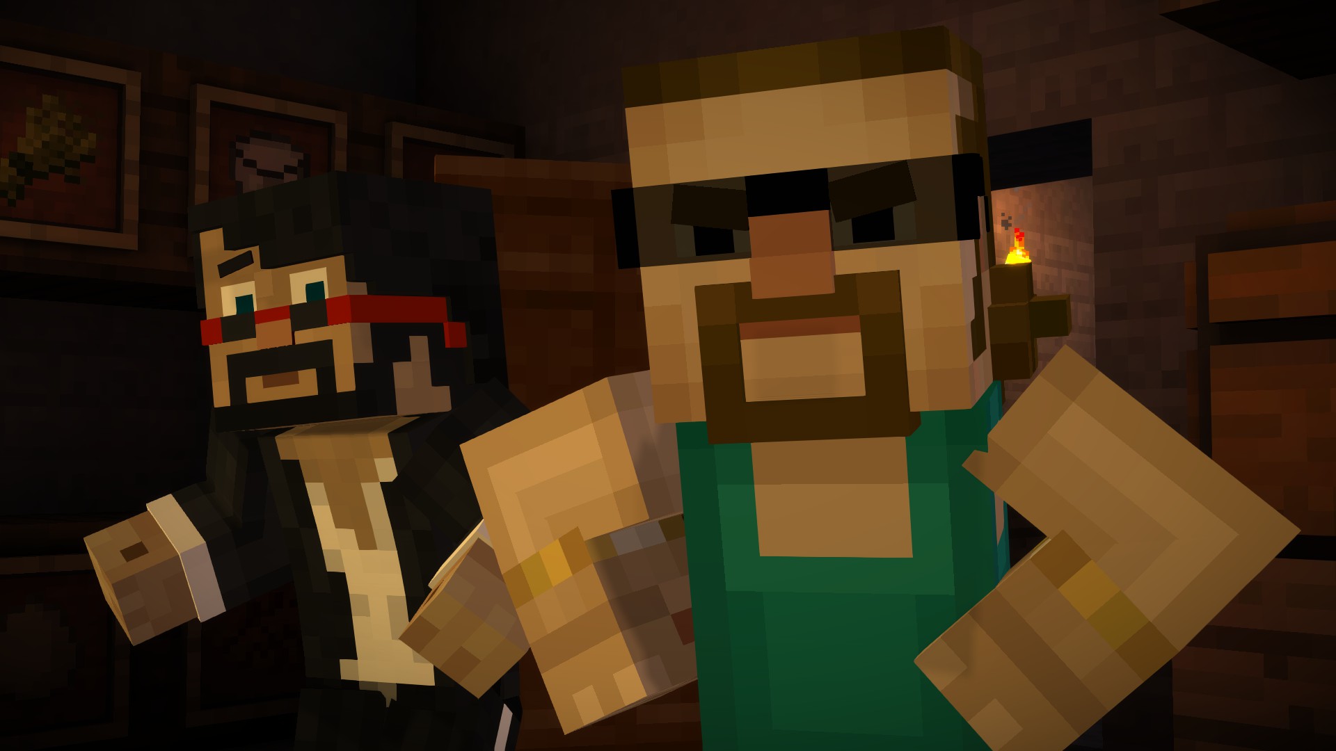 A scene from Minecraft: Story Mode