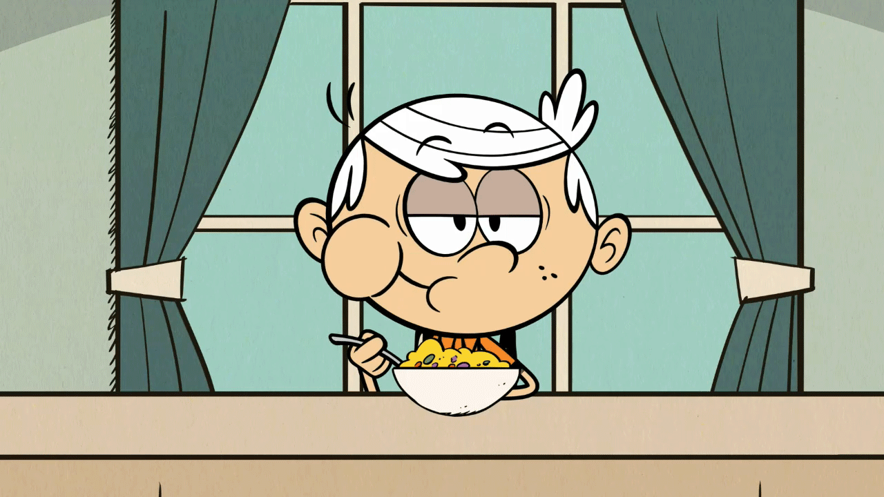 Lincoln Loud eating a bowl of cereal 