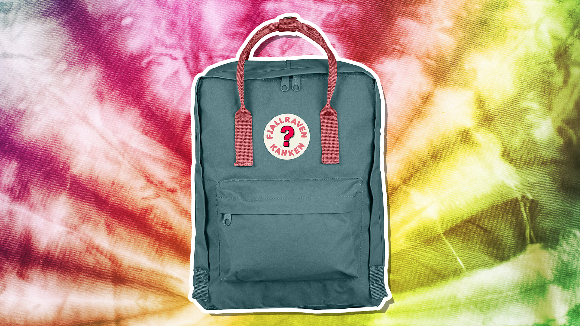 A backpack with a tie-dye background
